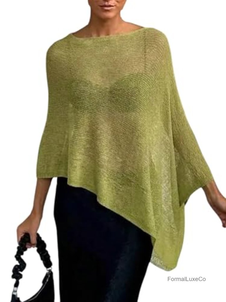 Sheer Poncho Shawl Top Bat Wing Cape Crochet Lightweight Wrap Sweater Fall